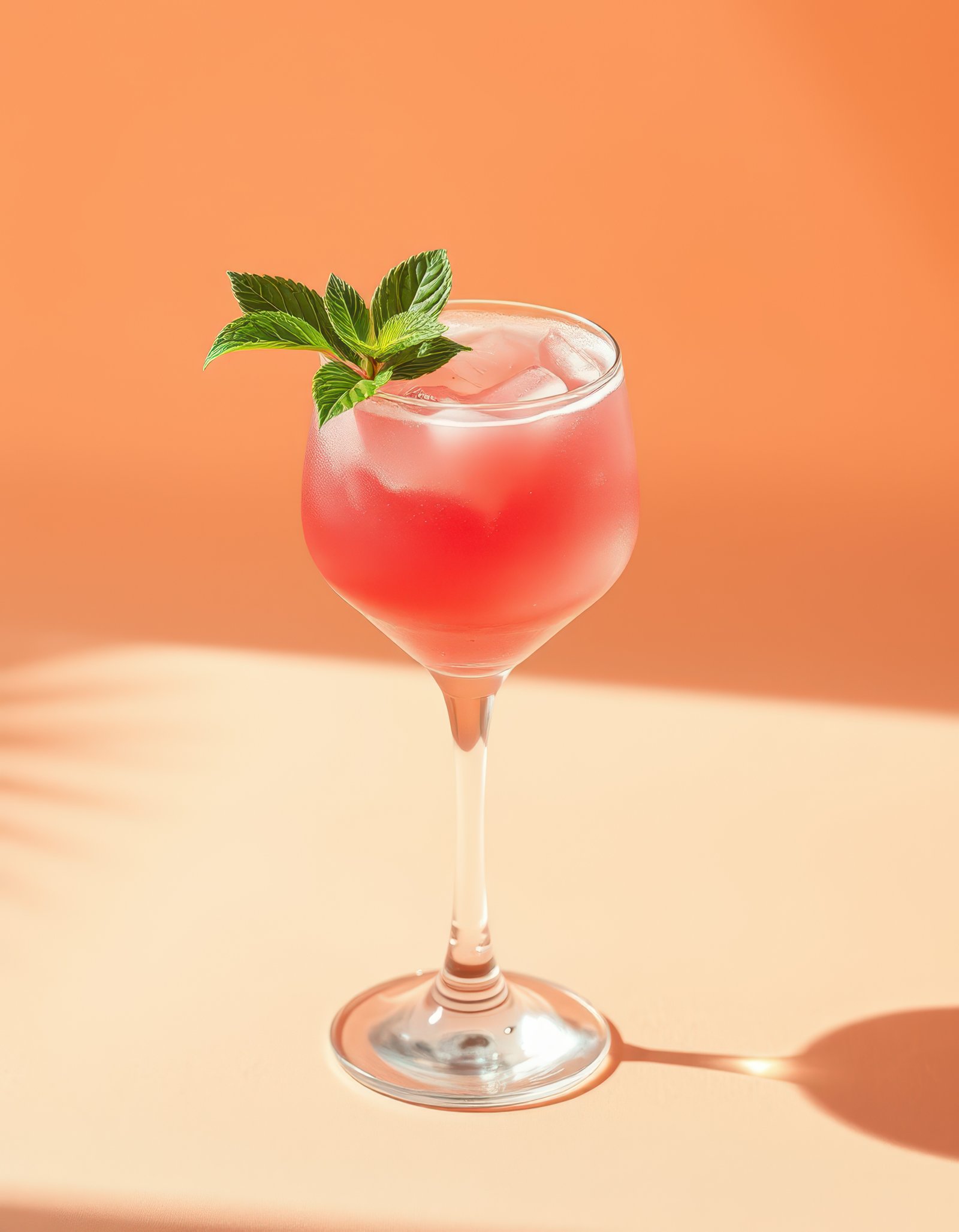 Refreshing pink cocktail with mint leaves in a stylish glass on a vibrant background at a summer gathering